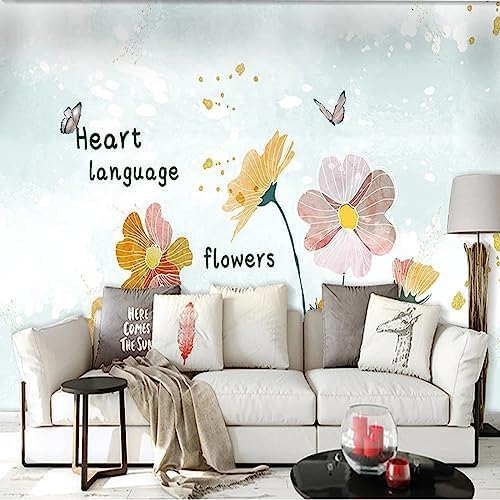 XLMING Einfache Frische Rosa Blume 3D Tapete Home Dekoration Wohnzimmer Sofa Schlafzimmer Tv Hintergrund Wand-300cm×210cm