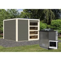 Saunahaus »Kandau«, BxTxH: 276 x 276 x 210 cm, 9 kW Bio-Kombi-Ofen mit ext. Steuerung