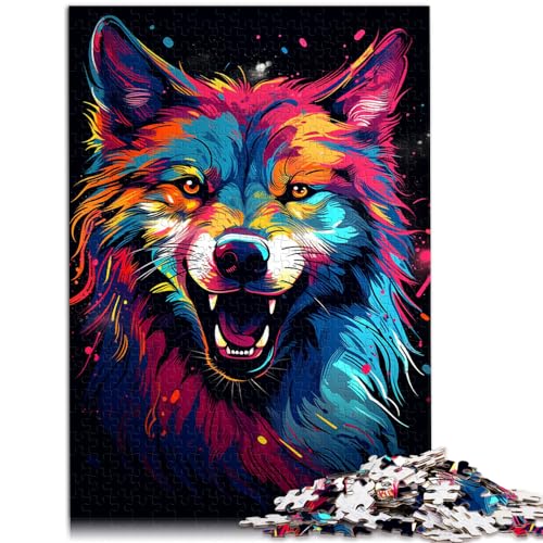 Puzzlespiel Psychedelisches buntes Tierwolf-Puzzle für Erwachsene 1000 Teile Holzpuzzle Weihnachtswunschliste mit Weihnachtsmann 1000 Teile (50 x 75 cm)