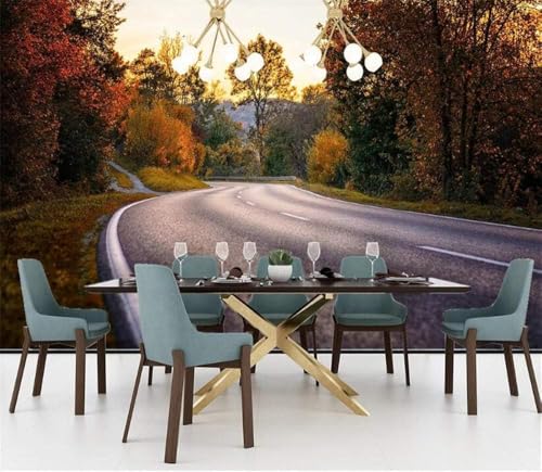 Spätherbst Redwoods Highway 3D Tapete Poster Restaurant Schlafzimmer Wohnzimmer Sofa TV Dekorative Wand-350cm×256cm