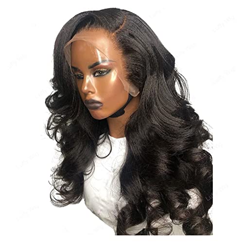 Perücken 13x6 Wellenartige Spitze Front Perücke Brazilian Remy Human Hair Perücken Glueless 150% / 180% / 250% Dichte HD Transparente Spitzeperücke vorgeptet Damenperücke (Color : 13x6x3 HD Transpare