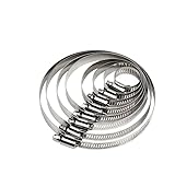 5 Stück 8 mm-700 mm Rohrschellen, robuste Edelstahl-Schlauchschellen, Auto-Kraftstoffschlauch-Rohrschellen, Schneckenantrieb, langlebig (Color : Silver, Size : 46-70mm)