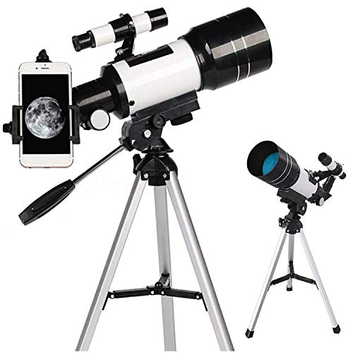 Astronomisches Linsenteleskop, 70 mm, Öffnung 300 mm, mit verstellbarem Stativ und Handy-Adapter, tragbares Teleskop, astronomisches Teleskop für Kinder, Erwachsene und Anfänger(