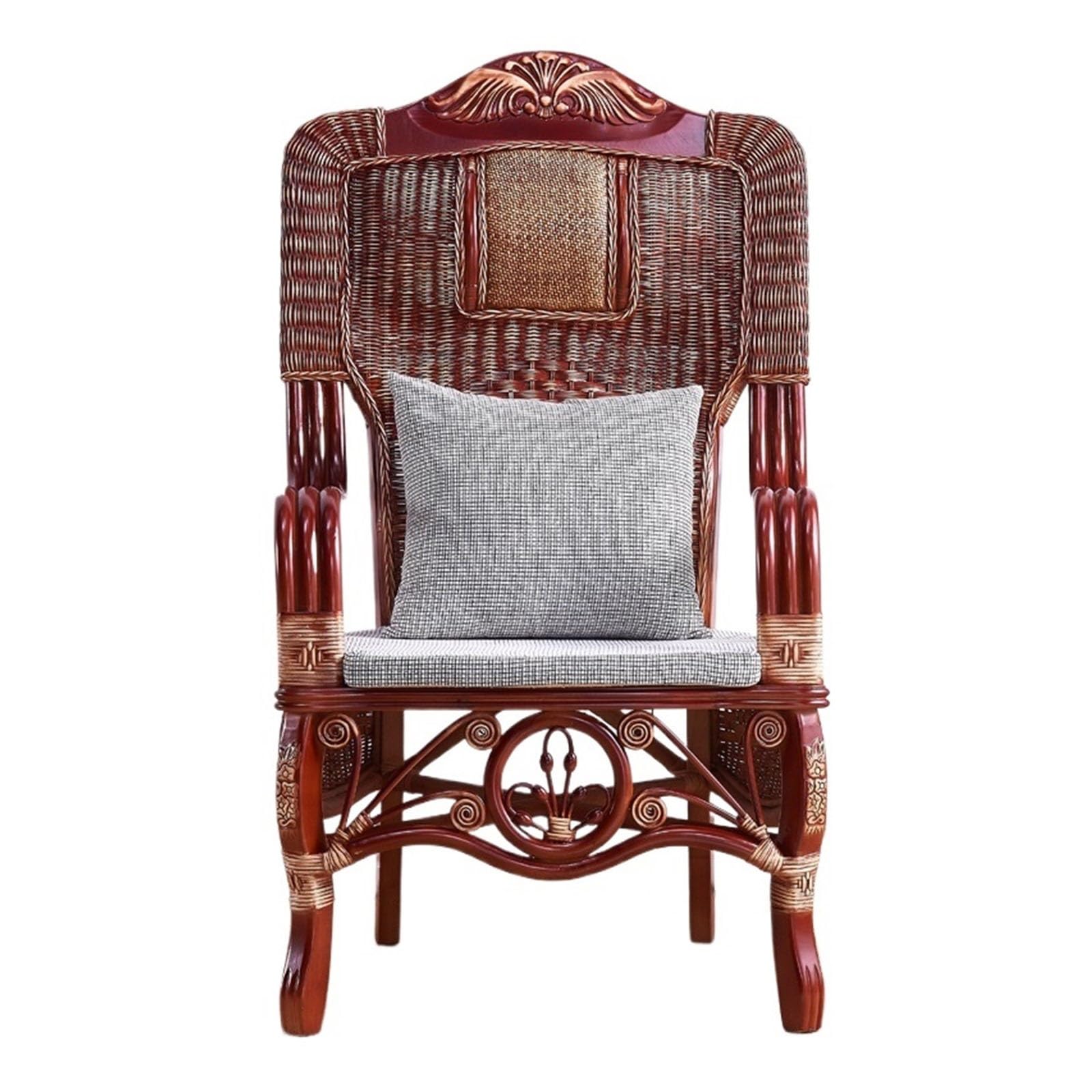 yixinzi-2024 Rattan-Akzentstuhl Vintage Rattan-Loungesessel, Terrassensessel, Outdoor-Rattanstühle, Rattanstuhl for Schlafzimmer, Wohnzimmer, Lesezimmer, Küche Sessel(Red)