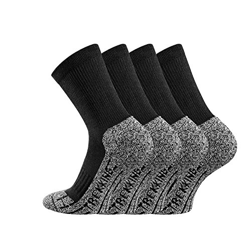 TippTexx24 4Paar Performance Trekkingsocken, Wandersocken für Damen (35-38, SCHWARZ)