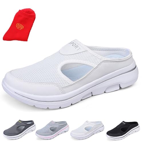 Bequeme, atmungsaktive Sportsandalen mit Stützfunktion for Herren, Meaboots-Sportsandalen, orthopädische Meaboots-Sandalen for Herren und Damen(White,43 EU)