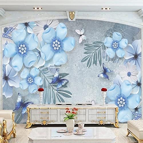 XLMING Schöne Blaue Blumen 3D Tapete Home Dekoration Wohnzimmer Sofa Schlafzimmer Tv Hintergrund Wand-430cm×300cm