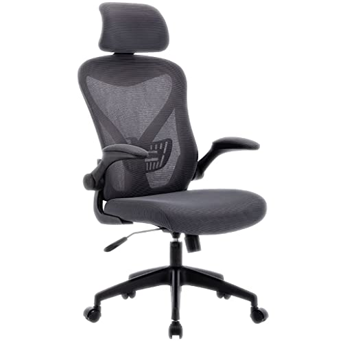 Bürostühle für Zuhause Ergonomischer Drehstuhl aus Netzstoff, hochklappbare Armlehnen mit Lordosenstütze, Computerstuhl, höhenverstellbar, Arbeitsstühle, Schreibtischstuhl für Schlafzimmer Run forward