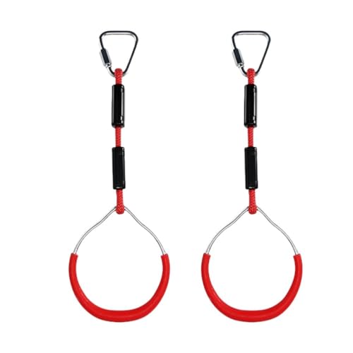 BFVAKBKYT Gymnastik Ringe,Suspension Trainer System, 2 stücke Schaukel Outdoor Klettern Ring Hindernis Ring Klettern Ring Ringe Schaukel Spielzeug Set Hinterhof Spielen Sets(Red)