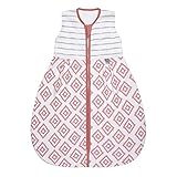 emma & noah Baby Schlafsack 1.0 TOG, Ganzjahres Schlafsack für den Frühling, Sommer und Herbst, 100% Bio-Baumwolle, OEKO-TEX Zertifiziert, Strampelsack für Neugeborene (Rauten Rosa, 110 cm)