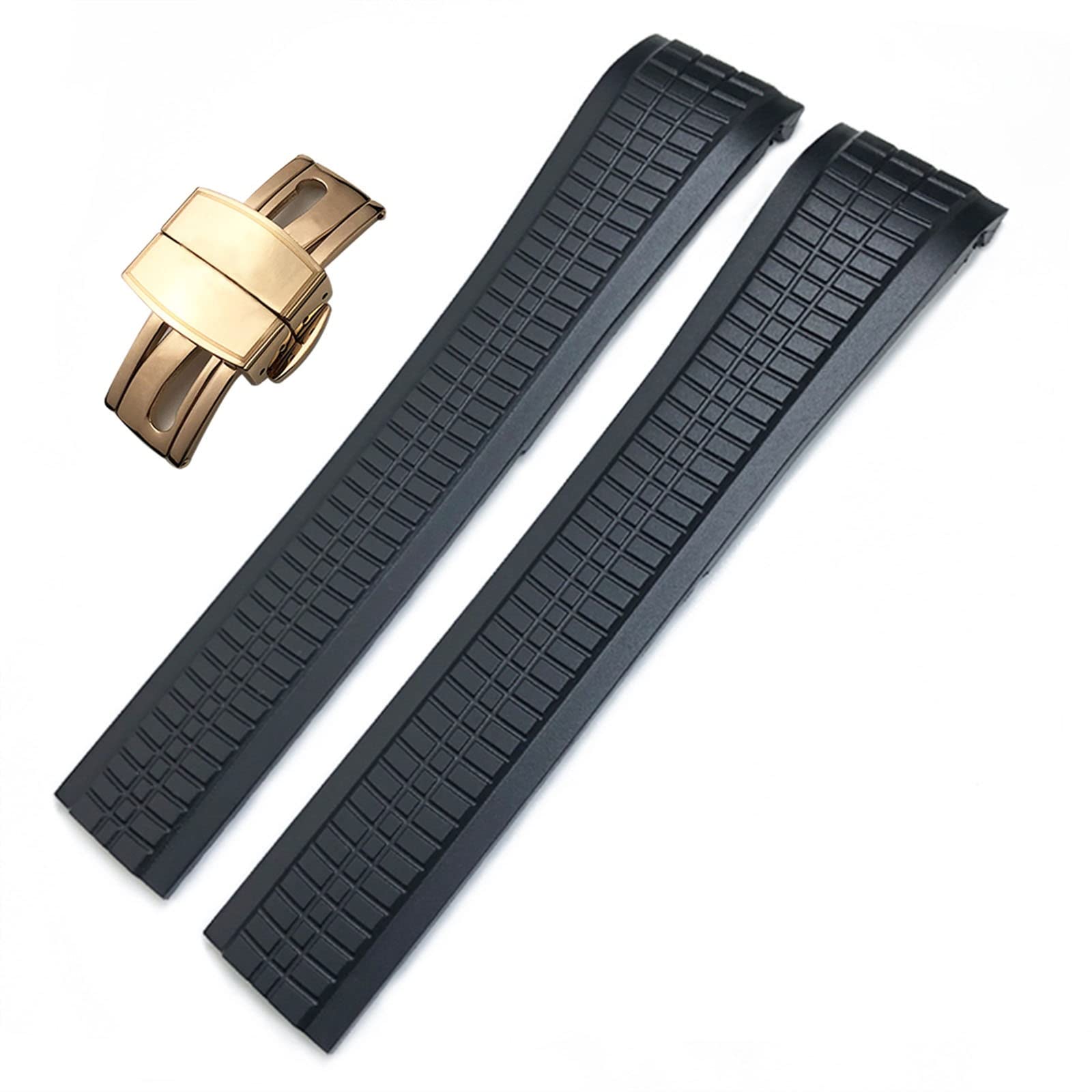 OPKDE Farbenfrohe Gummi-Uhrenarmbänder für Patek Philippe 5164A 5167A Aquanaut-Serie, Schmetterlingsschnalle, 21 mm Silikon-Uhrenarmband, Gold Buckle, Achat