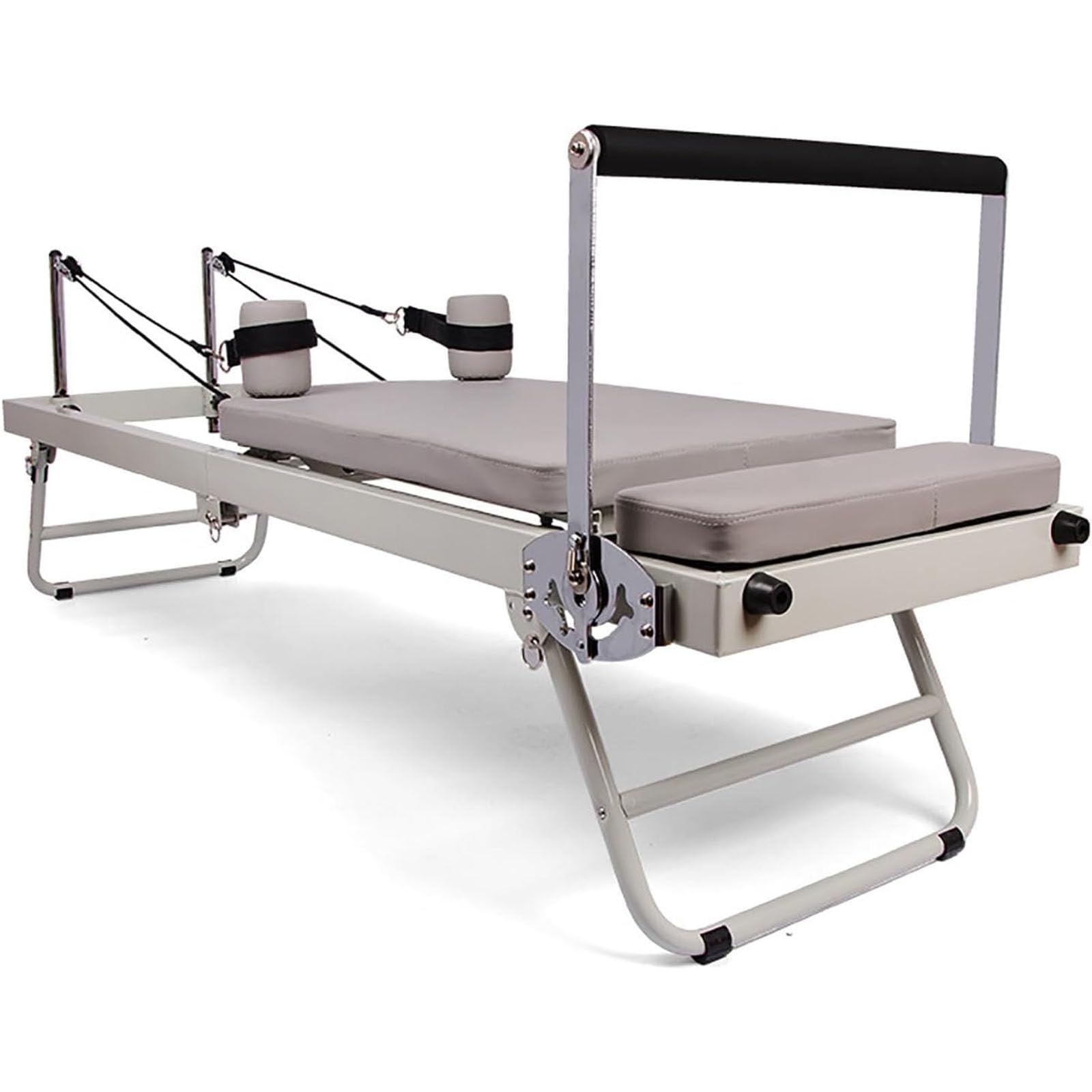 lwjunmm Pilates Reformer Maschine, Faltbare Pilates MaschinenausrüStung FüR Zuhause, Geeignet FüR AnfäNger Und Fortgeschrittene,Beige-latextubetype