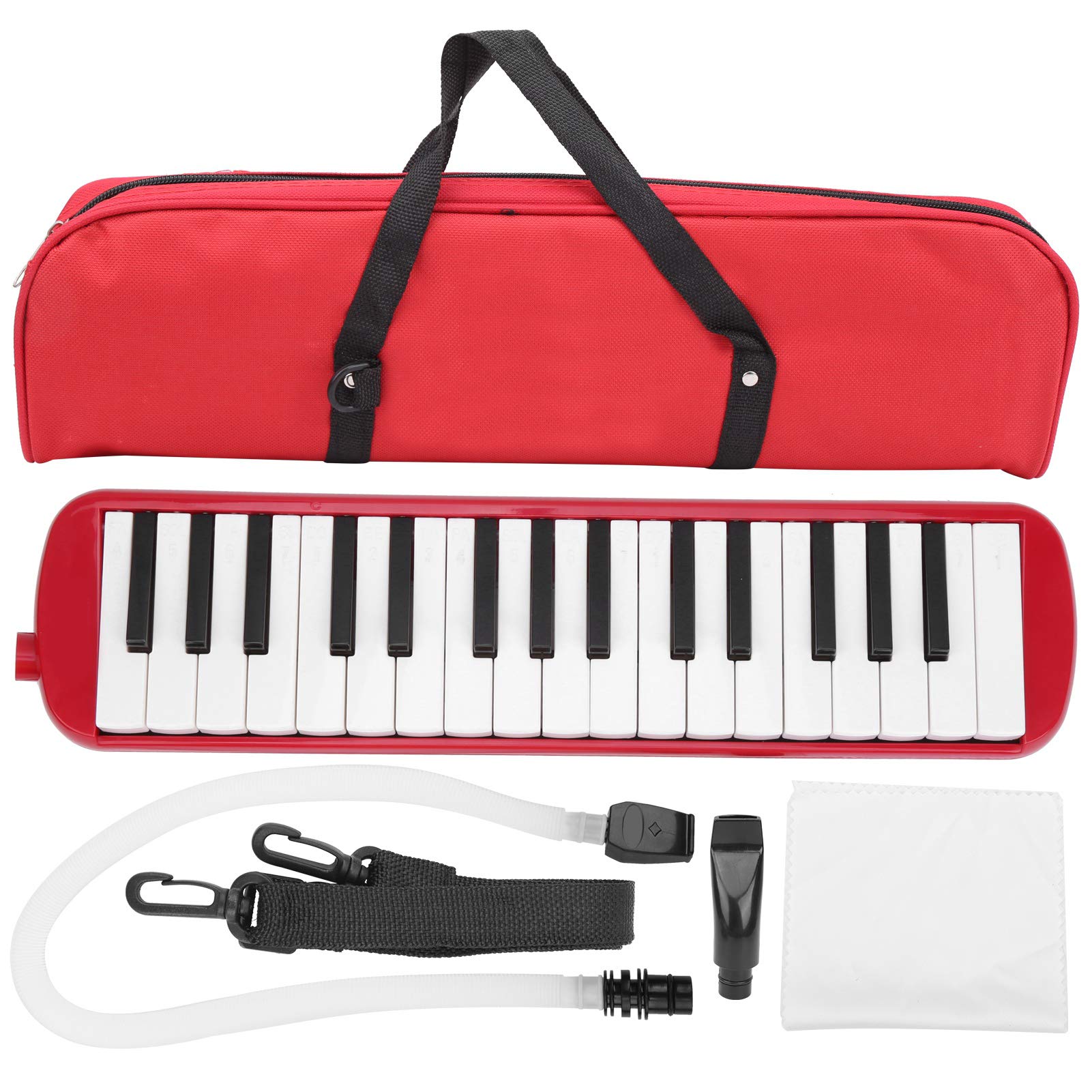 Melodica 32 Key Wind Musikinstrument Geeignet für Anfängerübungen mit Tasche(rot)