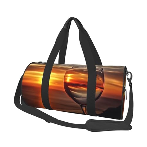 Robuste Reisetasche mit gelben Blumen und Schmetterlingen, geräumige und stilvolle Tasche für alle Ihre Reisebedürfnisse, Weinglas Sunset, Einheitsgröße