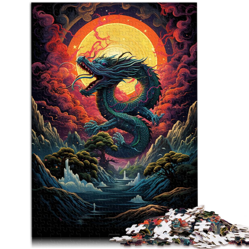 Puzzle für chinesische Drachen, 1000 Teile, Puzzle für Erwachsene, Holzpuzzle, Familienspiel zum Stressabbau, schwieriges Herausforderungspuzzle, 1000 Teile (50 x 75 cm)