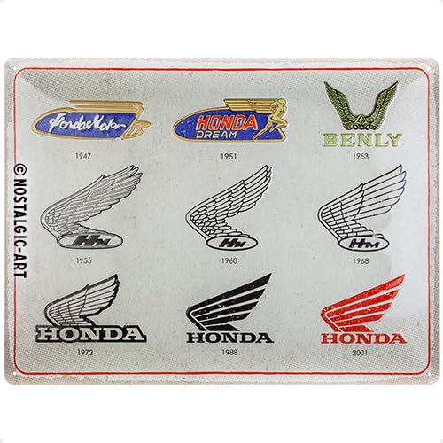 Nostalgic-Art Retro Blechschild, 30 x 40 cm, Honda MC – Logo Evolution – Geschenk-Idee für Biker, aus Metall, Vintage Design