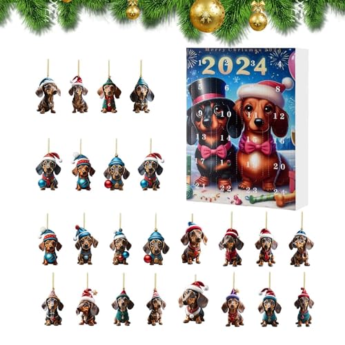 Weihnachten Adventskalender Dackel Anhänger Box mit Countdown Weihnachten - 24 Tage Spaß Countdown Weihnachten Dackel Anhänger Spielzeug | Anhänger Dackel | Anhänger Dackel, Kalender