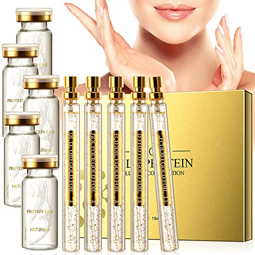 InstaLift Protein Thread Lifting Set,Absorbable Collagen Threads and Nano Gold Essence Combination for Face Lift Korean Face Serum Active Collagen Silk Thread Reduce Fine Lines