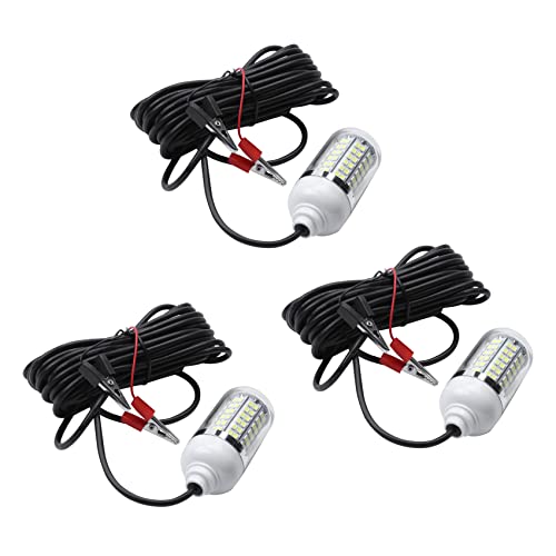 SICOSALT 3X 12 V 15 Watt Angeln Licht 108 Stücke 2835 LED Unterwasser Fischen Licht Lockt Fisch Finder Lampe Zieht Tintenfisch Krill (Weiß + Weißes Licht)