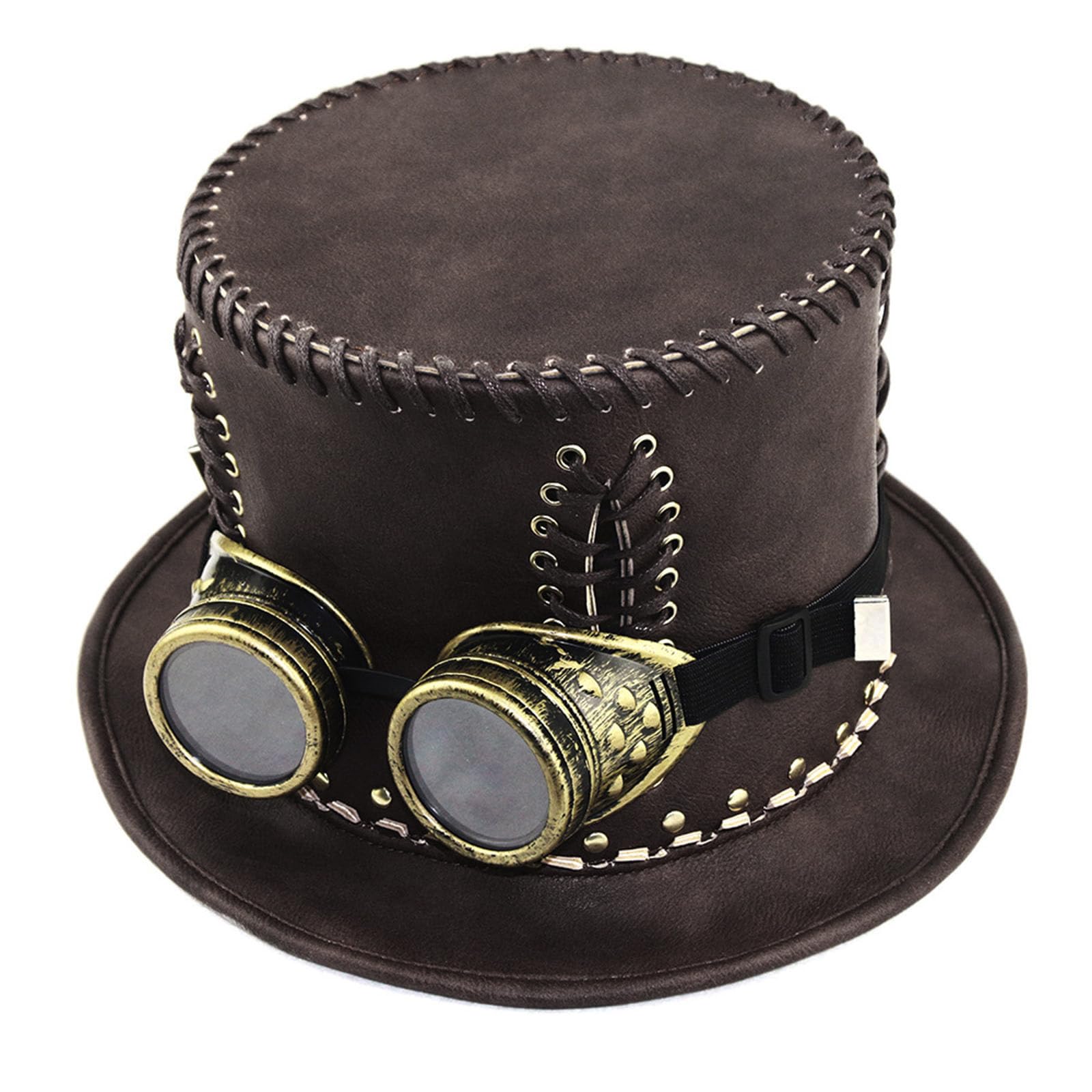 Ranuw Steampunk Männer Mit Brille Punk Zylinder Steampunk BowlerTop Maskerade Halloween Zylinder GothHat Zylinder