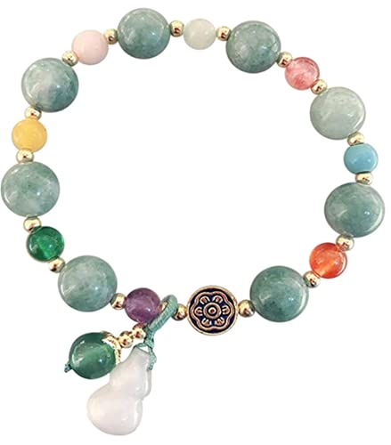 YIHANSS Armband aus natürlichem hellgrünem Jade für Frauen, viel Glück, elastisches Jadeperlenarmband für Weihnachten, Erntedankfest, Geschenke, Damenschmuck (Farbe: A03js)