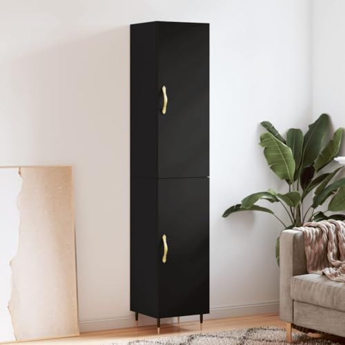 CCCINER Highboard Schwarz 34,5x34x180 cm Holzwerkstoff,Edles Highboard aus Holzwerkstoff mit viel Stauraum für ein stilvolles Zuhause