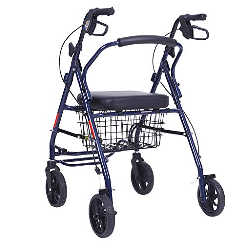 Gehhilfe, faltbarer Gehhilfe, Rollator, Einkaufswagen, Trolley mit Sitz und Handbremse, für ältere Menschen (blau) Stern des Lichts nach vorne laufen