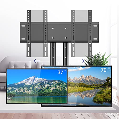 VSULZVNU Universal TV Ständer Universal TV Ständer, Tischplatte TV Ständer für die meisten 37-70 Zoll Flach-LCD-LED-Bildschirme, Höhenverstellbarer TV-Tischständer mit gehärtetem Glasboden