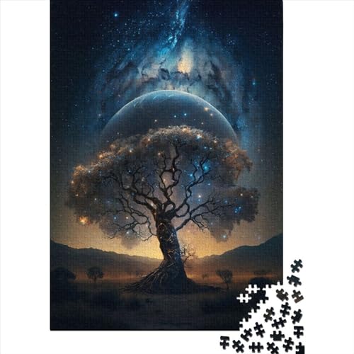 Holzpuzzle „Kosmischer Lebensbaum“ für Erwachsene und Jugendliche von Erwachsenenpuzzles mit 1000 Teilen, Lernspiele, Heimdekorationspuzzle (Größe 29,53 x 19,69 Zoll)