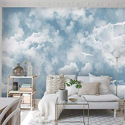 XLMING Einfacher Blauer Himmel Und Weiße Wolken Möwe Kinderzimmer 3D Tapeten Home Esszimmer Sofa Schlafzimmer Wohnzimmer TV Hintergrund-400cm×280cm