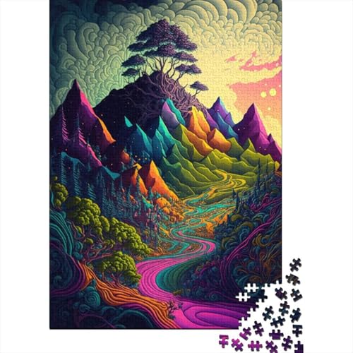 Sychedelic Abstrakte Kunst Holzpuzzle | Puzzles für Erwachsene, Kunstpuzzles für Erwachsene, 1000 Teile, Weihnachtsgeburtstagsgeschenk für Erwachsene, Teenager, 75 x 50 cm