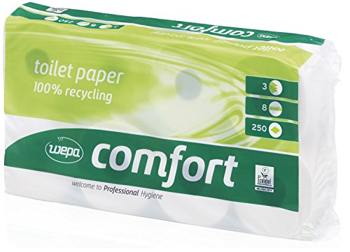 Wepa Comfort Toilettenpapier 3-lagig, 250 Abrisse, 72 Rollen