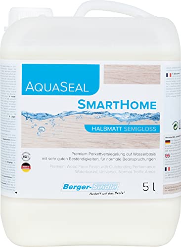 Berger-Seidle Aqua Seal Smarthome, wasserbasierter 5 Liter Wasserlack halbmatt Parkett Fußboden