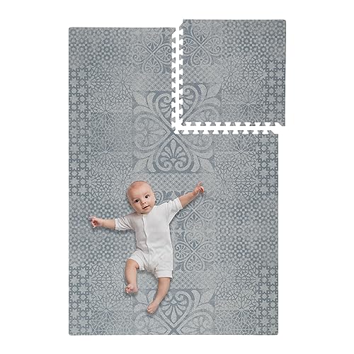 Toddlekind Baby-Puzzlematten, 6-TLG. inkl. Rand, ungiftige Schaumstoffmatten, für Bauchzeit und Krabbeln, 60 × 60 cm je Teil, Gesamtfläche: 120 x 180 cm, Smoke