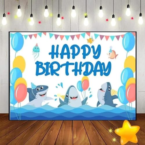 Hai Unter Dem Meer Geburtstag Dekoration Hintergrund Party Fotografie Kulissen Junge Baby Dusche Kuste Hintergrund Spiel Foto Banner 240X180cm