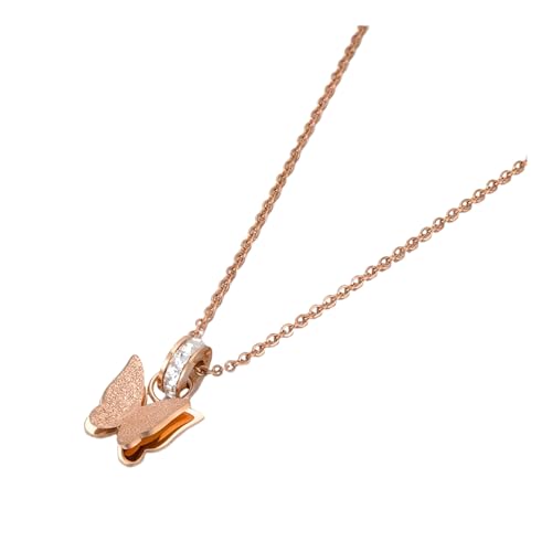 GZHENGZG Damen Schmuck Schöne Halskette Böhmische Halskette mit Schmetterling Anhänger Liebe Halskette Damen Kristall Kette mit Tier Anhänger Schmuck für Frauen Geschenk