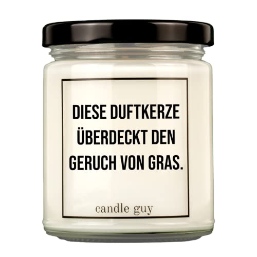 candle guy Duftkerze | Diese Duftkerze überdeckt den Geruch von Gras. | Handgemacht aus 100% Sojawachs | 70 Stunden Brenndauer