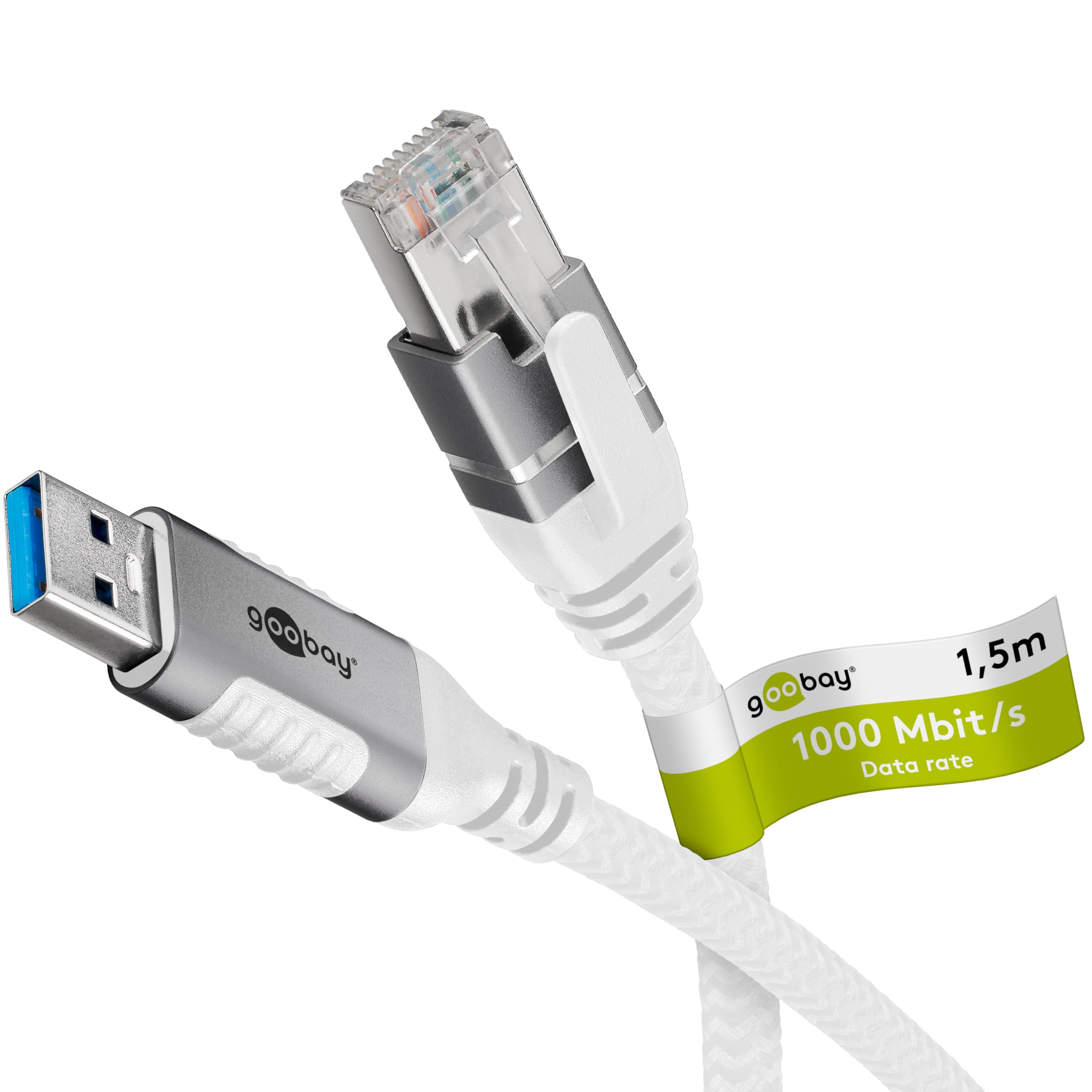 goobay 1,5m LAN zu USB Kabel 1 Gbit Datenübertragung - USB A 3.0 auf RJ45 Ethernet CAT 6 Kabel verbindet Router und Notebook oder PC - LAN Kabel Adapter für Laptop ersetzt USB auf LAN Adapter - 74158