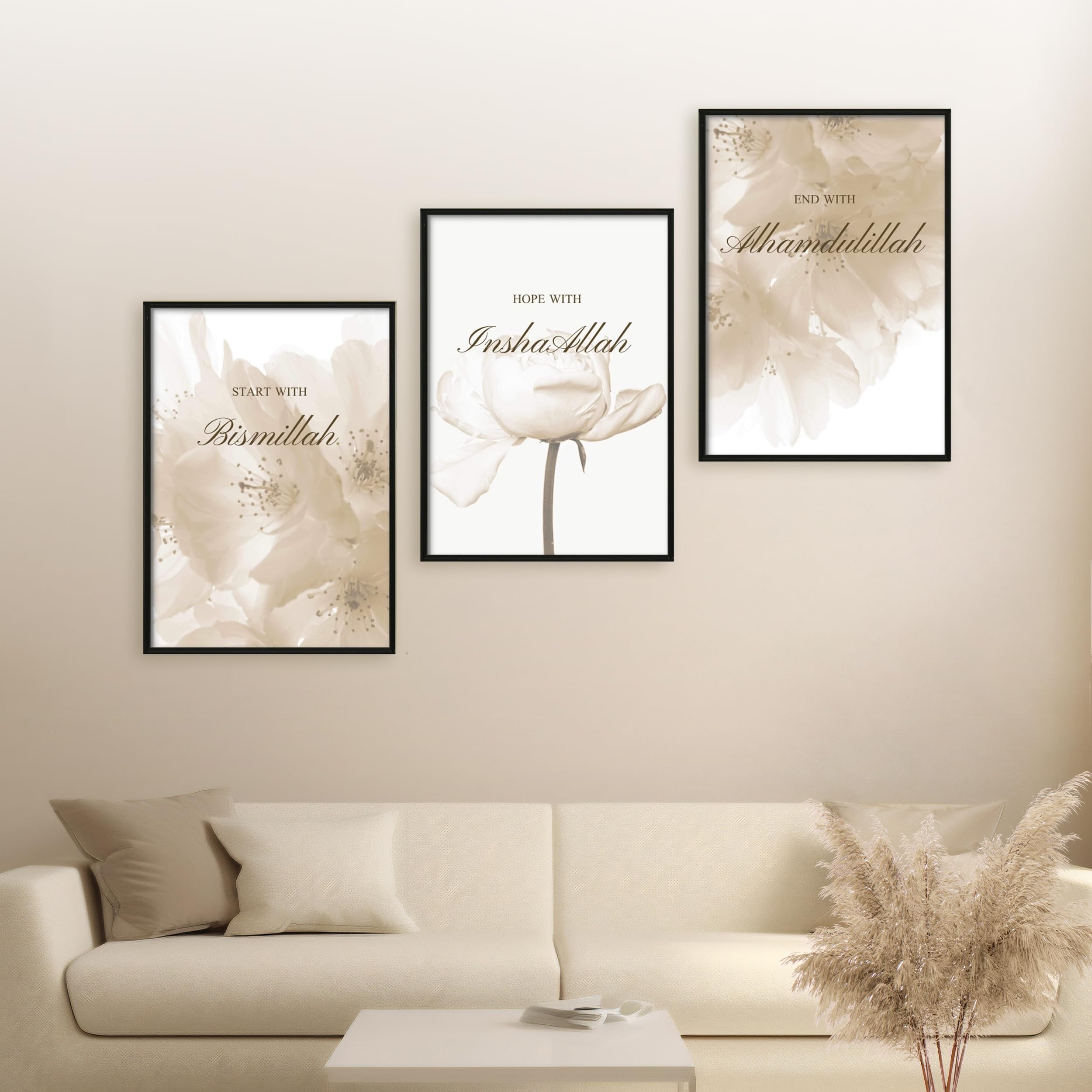 HAVA Artwork Beige Dream Poster Set, Islamische Poster, Islamische Bilder, Islamische Dekoration, Islamische Geschenke, Bilderrahmen, Allah Wandbild