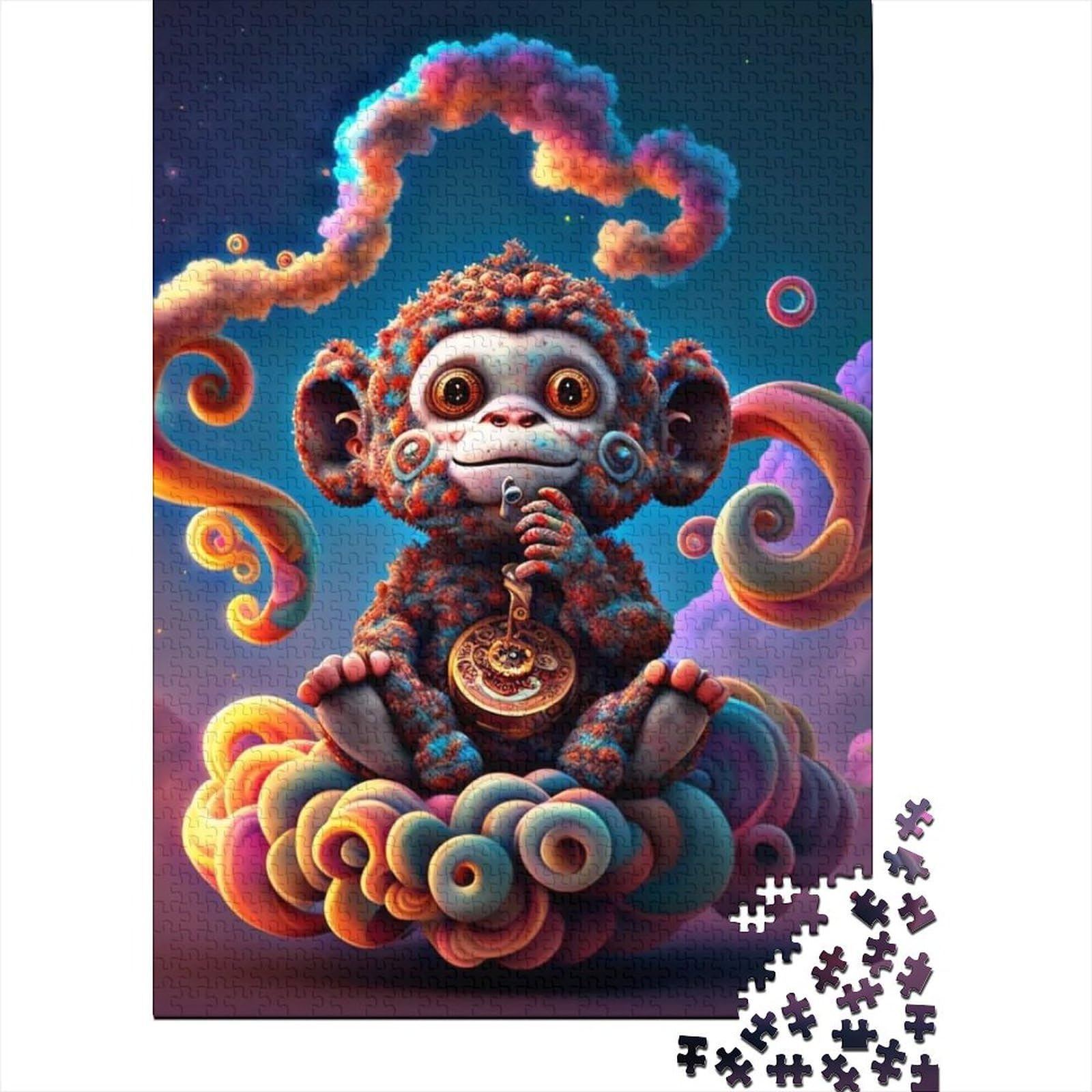 Smokey Monkey Holzpuzzle für Erwachsene und Jugendliche von Adult Jigsaw Puzzles 1000 Teile Spielspielzeug für Erwachsene Familienpuzzle Geschenk (Size : 75x50cm)