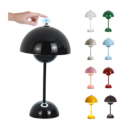 O·Lankeji LED Flowerpot Tischlampe Kabellos Akku, Touch Dimmbar Tischleuchte Pilz Lampe ​mit 3 Helligkeitsmodi, Dekorative Nordeuropa Schreibtischlampe für BüRo, Bars, Wohnzimmer, Schlafzimmer