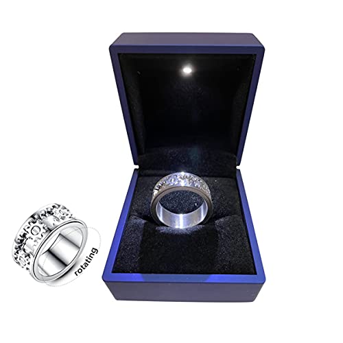 AMZCOM Anxiety Spinner Ring für Herren Damen, Edelstahl Breit Ringe Drehbare Fidget Ringe für Angst Sorgen, Freundschaftsringe, Anti Stress Fidget Ring, Angst Ring,8