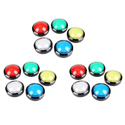 Piuusngy 15X Arcade Tasten 60mm Dome 2,36 LED Taster mit Mikroschalter für Arcade Maschinen Video Spiel Konsole