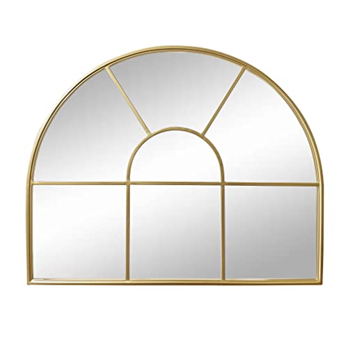 LW Collection Wandspiegel Gold Halbrund 81x66 cm Metall - Großer Spiegelwand - industriell - Wohnzimmer Flur - Badspiegel