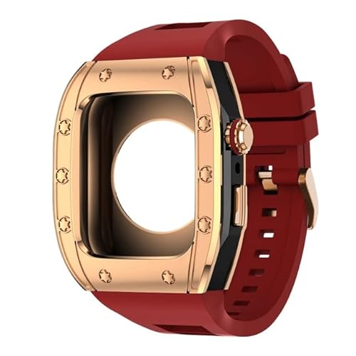 TONECY Correa Modifikationsset Silikonarmband für Apple Watch 44 mm/45 mm, Metall-Schutzhülle, Armband für Apple Watch Serie 8, 7, 6, 5, 4 SE (Farbe: J, Größe: 44 mm)