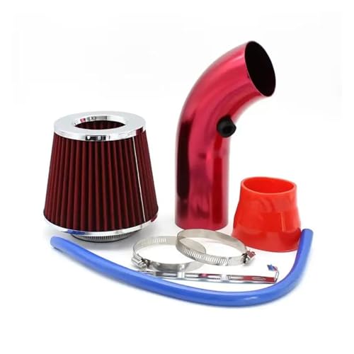 Induktion Schlauch Kit Universal 76MM 3 Automotive Modifikation Pilzkopf Filter Luftfilter Luftfilter Ansaugrohr Aluminium Kit Kaliber Auto Luftansaug(Red)