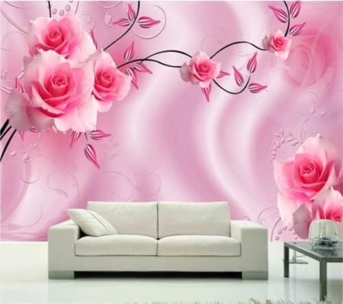 XLMING Rosa Rose Rebe 3D Tapete Wohnzimmer Sofa Schlafzimmer Esszimmer Home Dekoration Wand-350cm×256cm