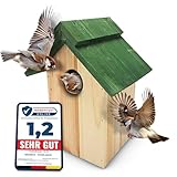 Oramics Nistkasten für Vögel zum Aufhängen für Garten, Balkon und Terrasse - Vogelhaus für Wildvögel und Gartenvögel – Nisthaus wetterfest für draußen ideal für Amsel, Meise und mehr (B: 24x18x14cm)