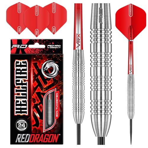 RED DRAGON Hell Fire B: 24g Wolframpfeil mit Metallspitzen mit Flights und Schäfte