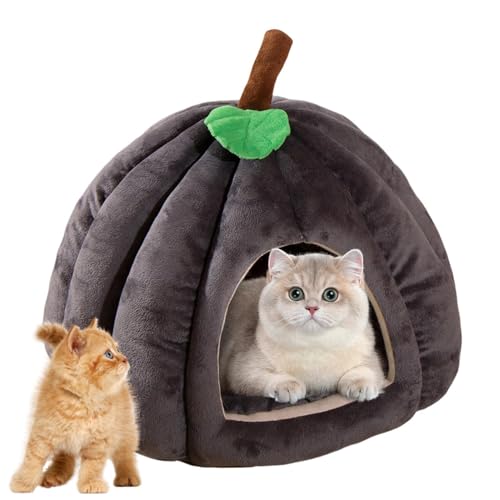 Halloween-Katzenbett – Halloween-Themen-Haustierbetten | Halloween-Themen-Katzenbetten | Halloween Haustier Kätzchen Höhlenhaus Kürbisförmig | Heimtierbedarf | Bequemes Haustierhöhlenbett Für Zu Hause